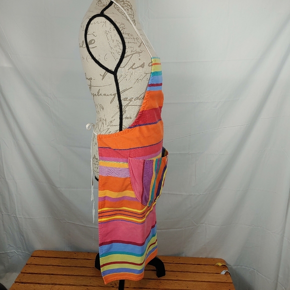 Les Toiles Du Soleil French Fabric Multicolored Stripped Apron Unisex - Picture 2 of 13